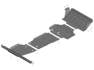 Усиленная защита радиатора, картера двигателя, КПП, раздаточной коробки (2 мм, сталь) для Dongfeng DF6 2022-н.в. №78603